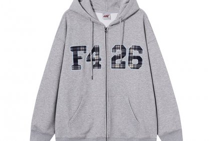 F426赵露思同款国潮宽松大logo格子绣卫衣